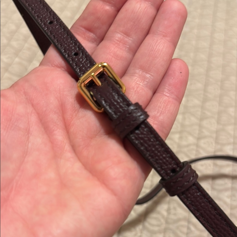 Burberry Burgundy Leather & Vintage Check Mini Crossbody - Picture 12 of 13